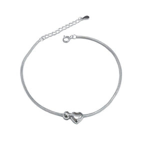 Pure Silver Minimalist Heart-shaped Bracelet For Women